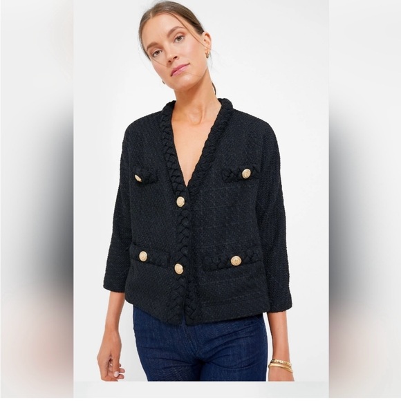 Tweed Black Jacket with Gold Buttons - Picture 1 of 3